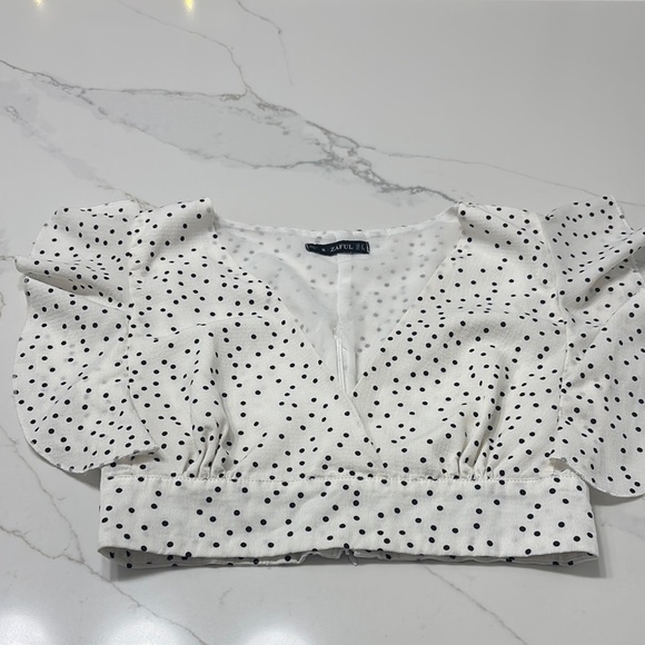Zaful Black and White Polka Dot Blouse - Picture 1 of 9